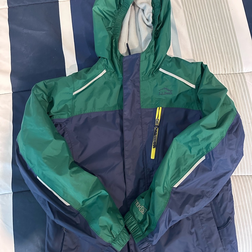 L.L. Bean Green and Navy Hooded Jacket